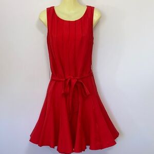 Calvin Klein Dress Red Fit and Flare Matching Belt Nwot 8